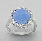 LOVELY  BLUE CHALCEDONY IN PURE 925 STERLING SILVER - SIZE 8(Q)
