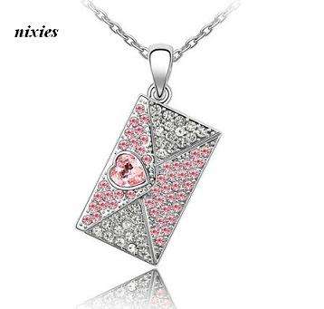 DARLING PINK SWAROVSKI PURSE PENDANT on chain