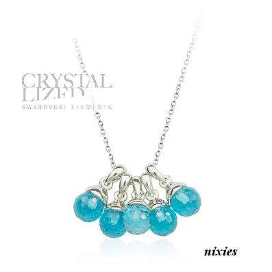 DAZZLING AQUA SWAROVSKI BALLS on chain