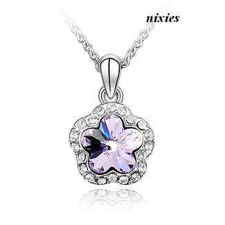 BEAUTIFUL AMETHYST SWAROVSKI FLOWER NECKLACE