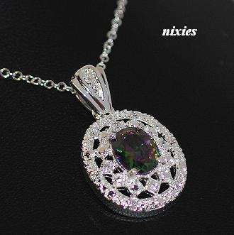 ATTRACTIVE MYSTIC TOPAZ STERLING SILVER NECKLACE