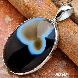 ELEGANT BLACK LACE AGATE IN SOLID 925 STERLING SILVER