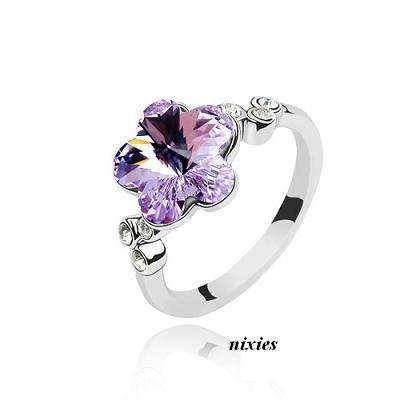 SOFT AMETHYST SWAROVSKI RING - SIZE 7(O)