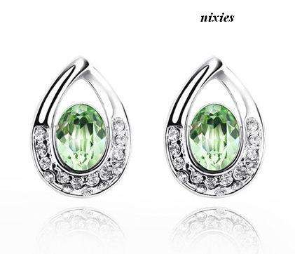 STUNNING PAVED PERIDOT SWAROVSKI STUD EARRINGS