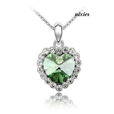 GORGEOUS PERIDOT SWAROVSKI HEART PENDANT  on chain