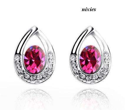 STUNNING PAVED  RUBELITE GARNET SWAROVSKI STUD EARRINGS