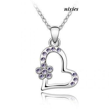 CUTE AMETHYST SWAROVSKI HEART NECKLACE