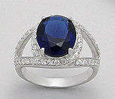 LOVELY PURE 925 STERLING SILVER MIDNIGHT BLUE SAPPHIRE RING - SIZE 8(Q)