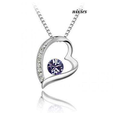 LOVELY HEART WITH AMETHYST SWAROVSKI on chain
