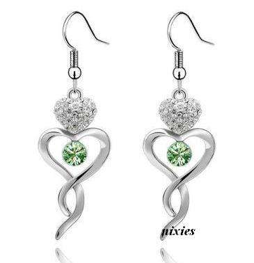 STYLISH PERIDOT SWAROVSKI DANGLING EARRING
