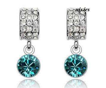 GORGEOUS FLOURITE GREEN SWAROVSKI EARRINGS