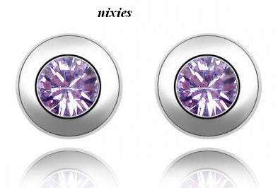 GORGEOUS DAINTY AMETHYST SWAROVSKI EARRING STUDS