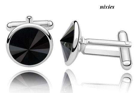ELEGANT BLACK  SWAROVSKI CUFF LINKS