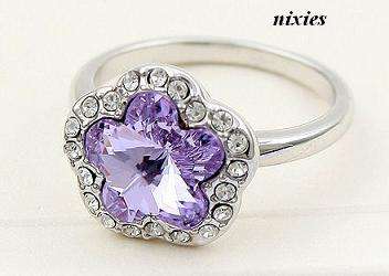 BEAUTIFUL AMETHYST SWAROVSKI  RING - SIZE 7(O)