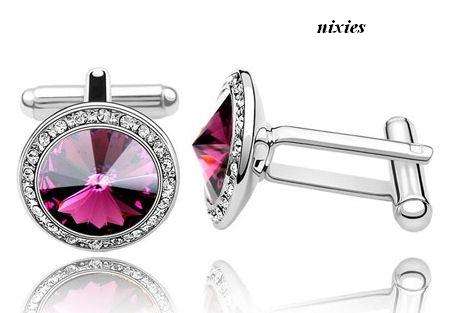 STRIKING GARNET & CLEAR WHITE SWAROVSKI CUFF LINKS