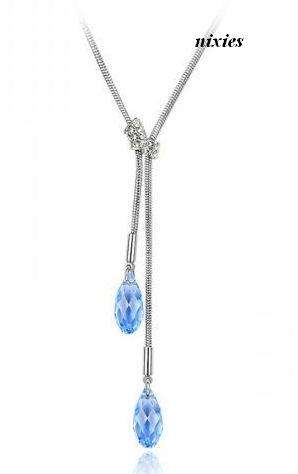 TRENDY SOFT TANZANITE SWAROVSKI  NECKLACE