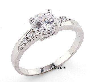 EXQUISITE WHITE GOLD EP DIAMANTE ENGAGEMENT RING - SIZE 6(M)