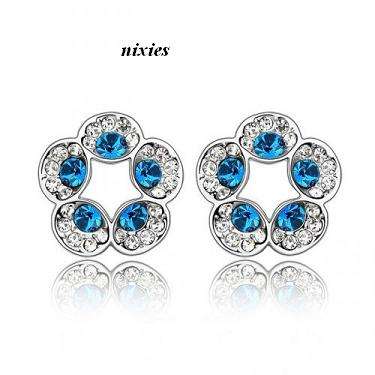 ELEGANT BLUE SAPPHIRE SWAROVSKI EARRING STUDS