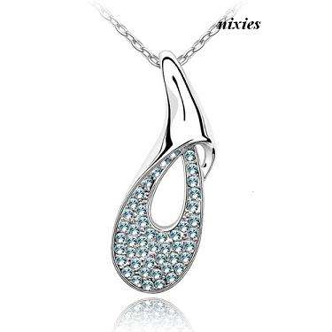 SPARKLING BLUE TOPAZ SWAROVSKI PENDANT on chain