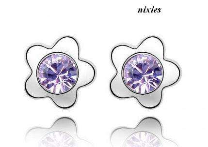 GORGEOUS DAINTY AMETHYST SWAROVSKI EARRING STUDS