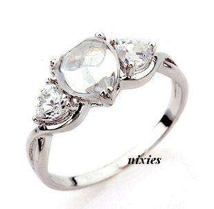 STRIKING WHITE GOLD EP HEART DIAMOND ENGAGEMENT RING - SIZE 7(O)