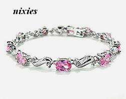 ATTRACTIVE WHITE GOLD EP PINK & WHITE SAPPHIRE BRACELET