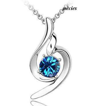 DAZZLING ROYAL BLUE SWAROVSKI  PENDANT on chain