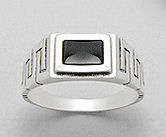 GENTS PURE 925 STERLING SILVER ONYX RING  - SIZE 11(W)