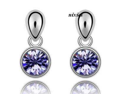 ELEGANT  AMETHYST SWAROVSKI  DANGLING STUDS