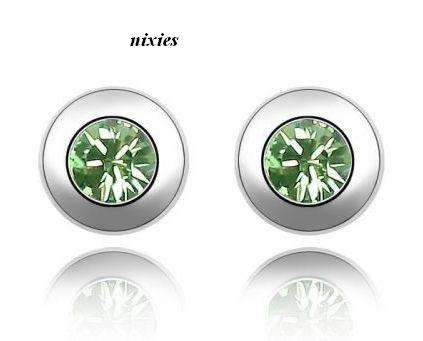 GORGEOUS DAINTY PERIDOT SWAROVSKI EARRING STUDS