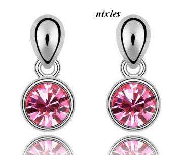 ELEGANT  PINK SWAROVSKI  DANGLING STUDS