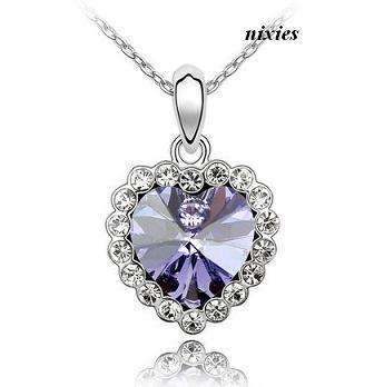 GORGEOUS AMETHYST SWAROVSKI HEART PENDANT  on chain