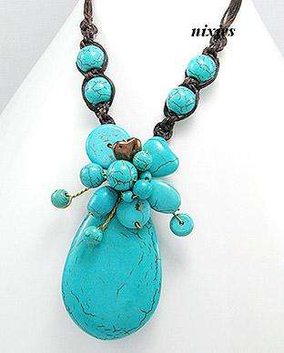 STYLISH CHUNKY 57.5CM LONG TURQUOISE NECKLACE