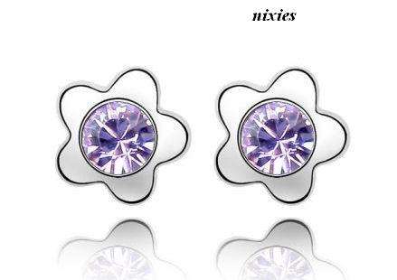 DAINTY AMETHYST SWAROVSKI EARRING STUDS