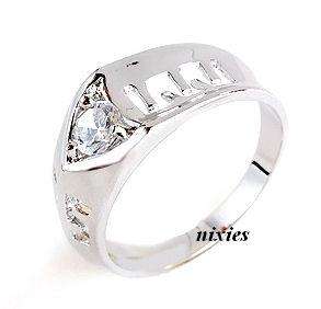 ATTRACTIVE WHITE GOLD EP DIAMOND RING - SIZE 9.5(T)