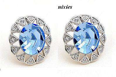 LOVELY LARGE TANZANITE SWAROVSKI STUDS