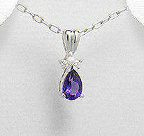 GENUINE AMETHYST TEARDROP SET IN PURE 925 STERLING SILVER