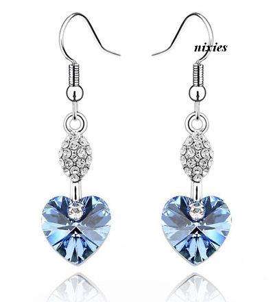 AWESOME TANZANITE SWAROVSKI HEART EARRINGS