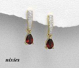 **NEW** LOVELY GENUINE GARNET & DIAMOND EARRINGS