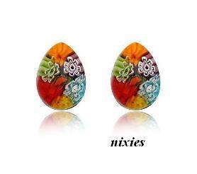 EYE CATCHING SOLID 925 STERLING SILVER MILLEFIORI STUDS