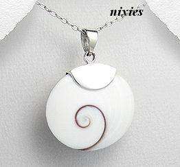 NATURAL *SHIVA SHELL*  IN PURE 925 STERLING SILVER
