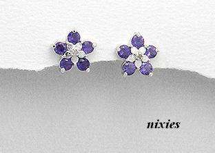 ADORABLE GENUINE AMETHYST & DIAMOND EARRINGS