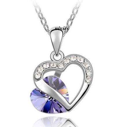 DAZZLING AMETHYST SWAROVSKI  HEART NECKLACE