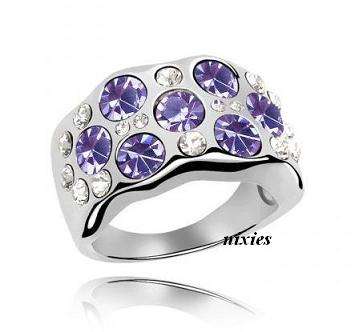 SPARKLING AMETHYST SWAROVSKI DRESS RING - SIZE 7(O)