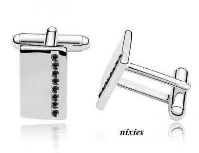 ELEGANT CUFF LINKS WITH BLACK SWAROVSKI DIAMONDS