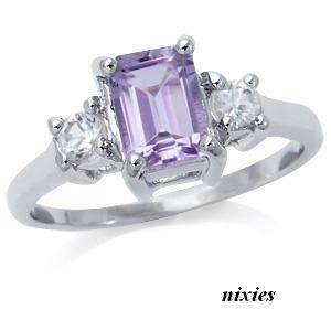 NATURAL AMETHYST & WHITE TOPAZ RING - SIZE 7(O)