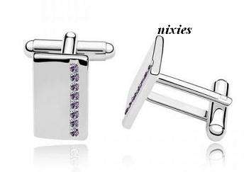 ELEGANT CUFF LINKS WITH  AMETHYST SWAROVSKI DIAMONDS