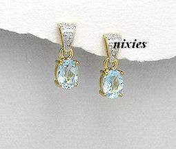 **NEW** LOVELY GENUINE BLUE TOPAZ & DIAMOND EARRINGS