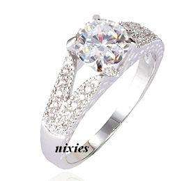 AWESOME WHITE GOLD EP DIAMOND SOLITAIRE ENGAGEMENT RING - SIZE 5.5(L)