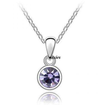 AMETHYST SWAROVSKI SOLITAIRE PENDANT  on chain
